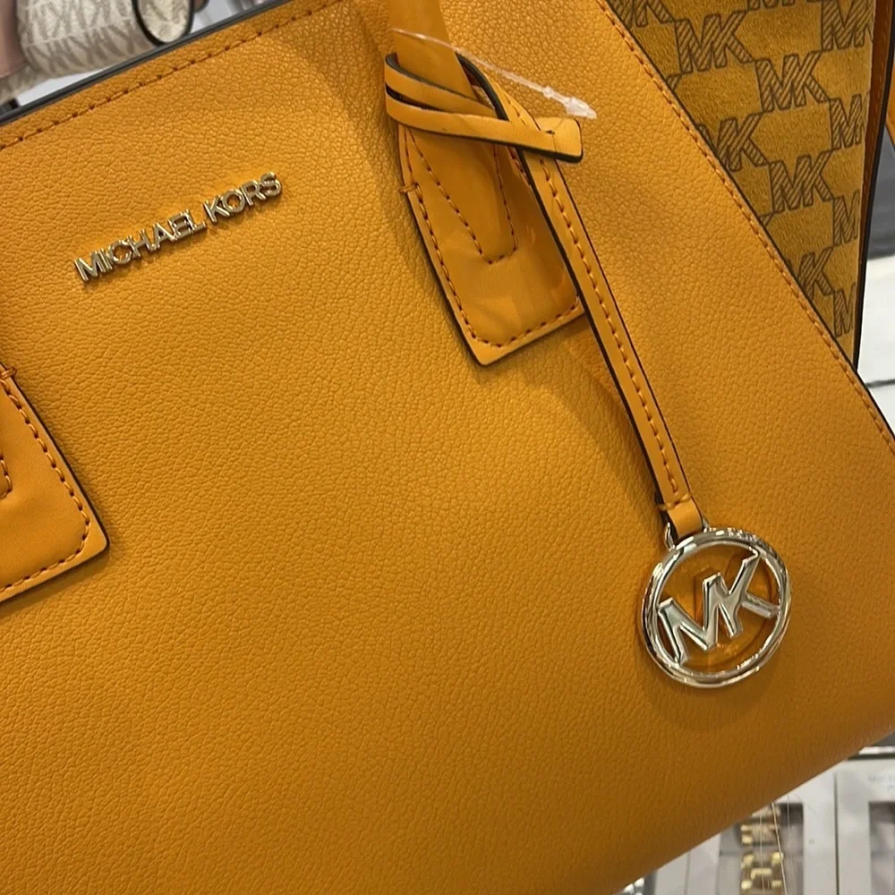 Michael Kors Avril Large Top Zip Satchel Shoulder Bag Honeycomb